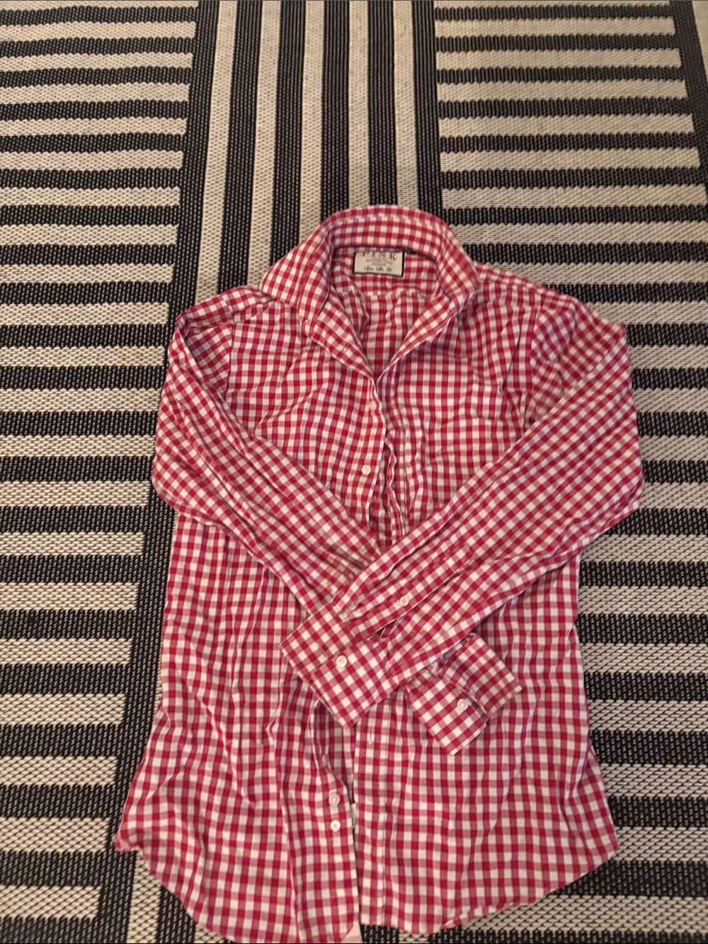 Thomas Pink Red and White Gingham Button-Down Shirt